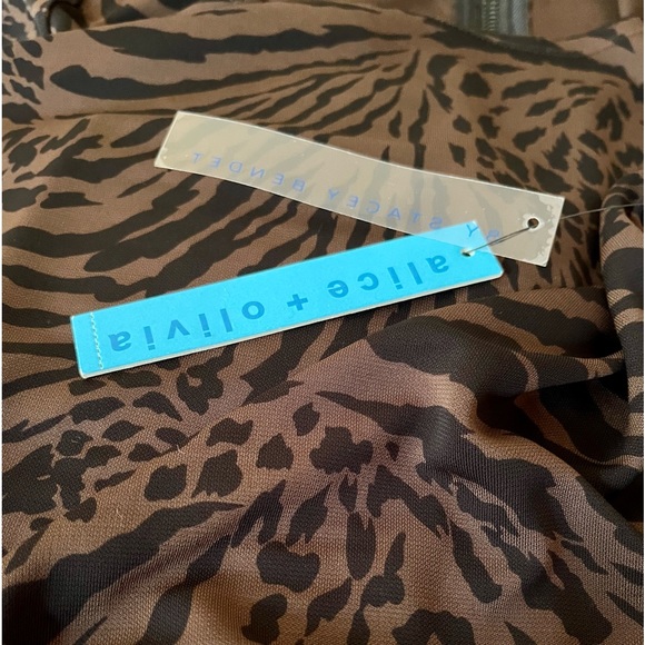 Alice+Olivia Tabitha Black and Chocolate Cheetah Print Bodycon Dress NWT SZ S - Picture 11 of 12